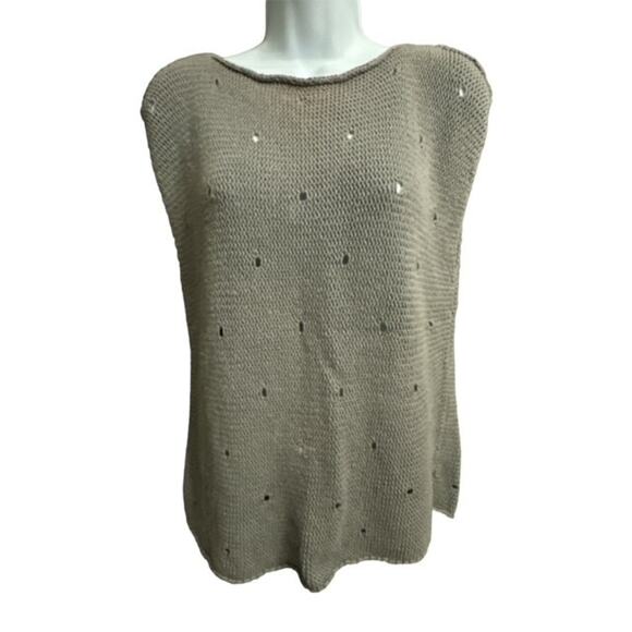 Decouve Small Sweater Vest Gray Loose Knit Retro Vintage 90's Peasant - Picture 1 of 5